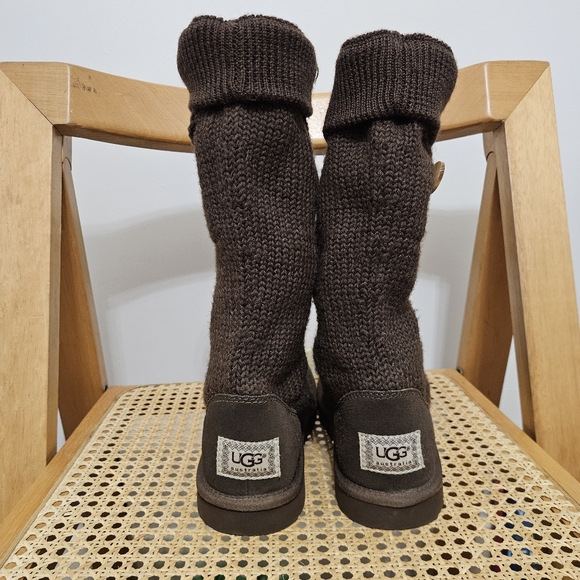 UGG Australia Womens Classic Cardy Brown Sheepskin Knit Boot 5817 Size 8 - Picture 7 of 10